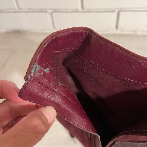 GUESS Suede Stiletto Booties Size 5 Maroon - Picture 9 of 11